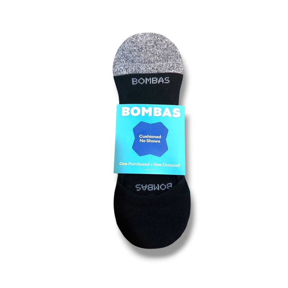 Bombas Cushioned No Show Socks Unisex L Black Cotton Blend Men 9.5-13 NEW